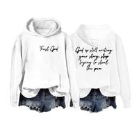 Genérico Sudadera Roja con Capucha para Mujer - Trust God Todavía Está Escribiendo Tu Historia - Casual Ancha - Camisas Vaqueras (White, M)