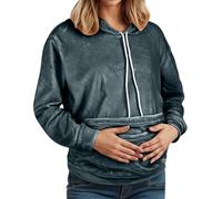 Generico Sudadera térmica para mujer con capucha - Oversize Hoodie Mujer Casual Color sólido Moda Suave Sudaderas con Bolsillos Pet Ligero Top Manga Larga Felpa Ropa de Invierno al Aire Libre