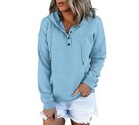 Generico Sudadera térmica para mujer con capucha - Oversize Hoodie Mujer Top cómodo suave ligero Sudaderas Moda Color sólido Casual con botones deportivos ropa de invierno al aire libre primavera