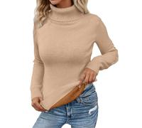 Genérico Sudadera Térmico Ropa Interior Cálida Camiseta de Manga Larga Invierno Suéter de Forro de Fleece para Mujer Básico Suéter de Punto Ajuste Slim Parte Superior de Cuello Alto