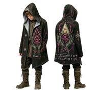 Generico Sudadera vikinga para chicos, cárdigan medio con capucha, chaqueta de cosplay con impresión 3D, capa de otoño estilo motero, jersey casual para niños y chaqueta de motorista