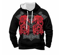 Genérico Sudadera Vikingos Hombre con Capucha Suéter Medieval Hombre Deporte, Negro 27, XXXL