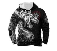 Genérico Sudadera Vikingos Hombre con Capucha Suéter Medieval Hombre Deporte, Negro 7, XXXL