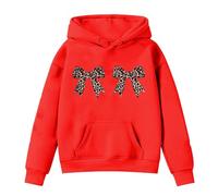 Genérico Sudaderas con Capucha,Conjunto De Dos Piezas Formado por Camiseta Y PantalóN Corto Manga Larga Cuello Redondo Estampado Informal para NiñAs Sudadera Capucha Roja