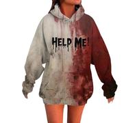 Genérico Sudaderas con Capucha para Mujer, Sudaderas de Manga Larga con Estampados de Manchas de Sangre, Sudaderas con Letras de Manchas de Sangre (S)