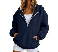 Genérico Sudaderas Cremallera Mujer,Sudadera Femenina con Capucha Holgada Cremallera Parcial Y Bolsillo Tejido para Uso Cotidiano DiseñO Casual VersáTil Temporadas FríAs Abrigo Ligero De Estilo