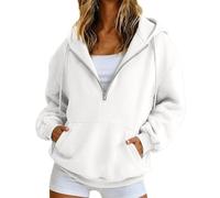 Genérico Sudaderas Cremallera Mujer,Sudadera Femenina con Capucha Holgada Cremallera Parcial Y Bolsillo Tejido para Uso Cotidiano DiseñO Casual VersáTil Temporadas FríAs Abrigo Ligero De Estilo