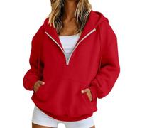 Genérico Sudaderas Cremallera Mujer,Sudadera Femenina con Capucha Holgada Cremallera Parcial Y Bolsillo Tejido para Uso Cotidiano DiseñO Casual VersáTil Temporadas FríAs Abrigo Ligero De Estilo