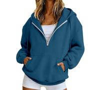 Genérico Sudaderas Cremallera Mujer,Sudadera Femenina con Capucha Holgada Cremallera Parcial Y Bolsillo Tejido para Uso Cotidiano DiseñO Casual VersáTil Temporadas FríAs Abrigo Ligero De Estilo