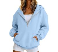 Genérico Sudaderas Cremallera Mujer,Sudadera Femenina con Capucha Holgada Cremallera Parcial Y Bolsillo Tejido para Uso Cotidiano DiseñO Casual VersáTil Temporadas FríAs Abrigo Ligero De Estilo