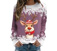 Genérico Sudaderas de Cuello Redondo suéter de Fiesta de Navidad para Mujers navideña, Sudadera con Estampado gráfico Divertido, Manga Larga,Adolescentes, niñas