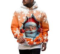 Genérico Sudaderas De Navidad - Sudadera Capucha Sudadera con Capucha y Forro Polar con Estampado Festivo de Invierno y temática para Clima frío (Orange L)