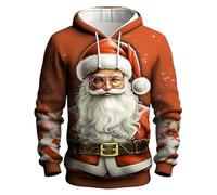 Genérico Sudaderas Hombre Navidad - Sudaderas con Capucha Hombre Sudadera con Capucha de Moda para Hombre con Estampado navideño Manga Larga Informal para otoño e Invierno (Orange L)