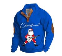 Genérico Sudaderas Hombres - Sudaderas Sin Capucha de Manga Larga con diseño Divertido de Navidad para Hombre con Estampado de música en 3D Sudadera de tamaño Sudadera con Capucha (Blue M)