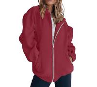 Generico Sudaderas ligeras para mujer con cremallera sin capucha - Oversize Hoodie Mujer Top Suave Moda Casual Color Sólido Cuello Redondo Sudaderas Cómodo Túnica Azul Deportiva Ropa Invierno Otoño
