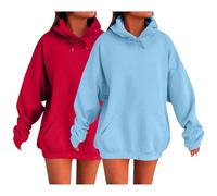 Generico Sudaderas Mujer con Capucha Sin Cremallera - Oversize Hoodie Mujer Top Ligero Suave Sudaderas Moda con Bolsillos Color Sólido Cómodo Térmica Viaje Deportiva Ropa Otoño Exterior Invierno