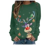 Genérico Sudaderas Mujer sin Capucha Otoño Invierno Navidad Lindo Patrón Sueter Anchas Sweatshirt Blusas Sudaderas Navideñas Mujer Sweater Pullover Ugly Xmas Camisas Festival Fiesta