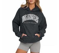 Genérico Sudaderas Mujers con Capucha Top Mujer Deporte Estampado de Letras Sudadera con Bolsillos una Sudadera Llena de Estrellas Ropa de Calle La Estrella Brillante
