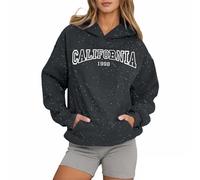 Genérico Sudaderas Mujers con Capucha Top Mujer Deporte Estampado de Letras Sudadera con Bolsillos una Sudadera Llena de Estrellas Ropa de Calle La Estrella Brillante
