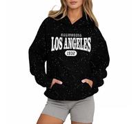 Genérico Sudaderas Mujers con Capucha Top Mujer Deporte Estampado de Letras Sudadera con Bolsillos una Sudadera Llena de Estrellas Ropa de Calle La Estrella Brillante
