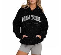 Genérico Sudaderas Mujers con Capucha Top Mujer Deporte Estampado de Letras Sudadera con Bolsillos una Sudadera Llena de Estrellas Ropa de Calle La Estrella Brillante