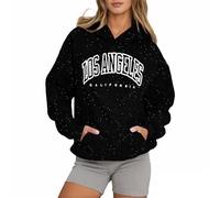 Genérico Sudaderas Mujers con Capucha Top Mujer Deporte Estampado de Letras Sudadera con Bolsillos una Sudadera Llena de Estrellas Ropa de Calle La Estrella Brillante
