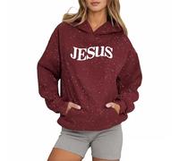 Genérico Sudaderas Mujers con Capucha Top Mujer Deporte Estampado de Letras Sudadera con Bolsillos una Sudadera Llena de Estrellas Ropa de Calle La Estrella Brillante