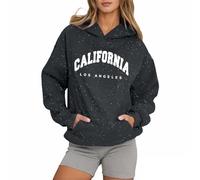 Genérico Sudaderas Mujers con Capucha Top Mujer Deporte Estampado de Letras Sudadera con Bolsillos una Sudadera Llena de Estrellas Ropa de Calle La Estrella Brillante