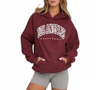 Genérico Sudaderas Mujers con Capucha Top Mujer Deporte Estampado de Letras Sudadera con Bolsillos una Sudadera Llena de Estrellas Ropa de Calle La Estrella Brillante