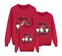 Genérico Sudaderas Navidad Familia Jersey Punto para Hombre Mujer Y Niños Jersey Navideñas Familiares Jerseys de Navidad para Parejas para el Invierno Sudadera Navideña Rojo Familiar Mujer03