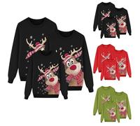 Genérico Sudaderas Navidad Familia Jersey Punto para Hombre Mujer Y Niños Jersey Navideñas Familiares Jerseys de Navidad para Parejas para el Invierno Sudadera Navideña Rojo Familiar Mujer 2025