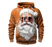 Genérico Sudaderas Navidad Hombre - Sudaderas con Capucha para Hombre Sudadera con Capucha y Estampado 3D de Papá Noel navideño para Hombre (Orange L)