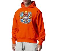 Genérico Sudaderas Navideñas Hombre - Sudadera Capucha Hombre Nuevo Jersey con Capucha Informal de Manga Larga con Estampado de gnomo navideño y Bolsillo (Orange L)