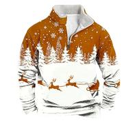 Genérico Sudaderas Navideñas Hombre - Sudaderas Hombres Sin Capucha Sudadera Polar con Media Cremallera y sin Capucha para Vacaciones: Ropa Informal cómoda y Elegante (Orange L)