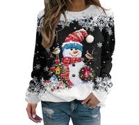 Genérico Sudaderas Navideñas Mujer Sweater Sudaderas Navideñas Mujer Túnica Pullover Ugly Xmas Camisas Festival Fiesta Christmas Jumper Blusas Año Nuevo Pullover
