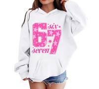 Genérico Sudaderas Niña Superior Sudadera para Niños con Estampado del Número 67 con Capucha De Manga Larga, Interior, Detalles Finos, Talla 3-12 Años