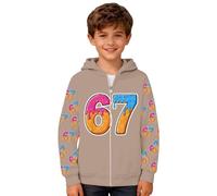 Genérico Sudaderas Niño Ideal Sudadera para Niños con Estampado 67 del Número 67 con Capucha De Manga Larga, Días Fríos, Detalles Finos, Talla 3-12 Años