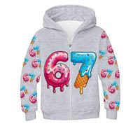 Genérico Sudaderas Niño Premium Sudadera para Niños con Estampado del Número 67 con Capucha De Manga Larga, Días Fríos, Detalles Finos, Talla 3-12 Años
