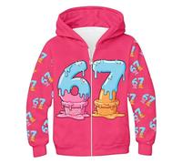 Genérico Sudaderas Niño Premium Sudadera para Niños con Estampado del Número 67 con Gorra De Manga Larga, Aire Libre, Detalles Finos, Talla 3-12 Años