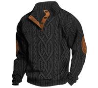 Genérico Sudaderas Sin Capucha Hombre Invierno Sudadera Basica Hombre Sweatshirts Cuello Redondo Manga Larga con Botones Pullover Clásica Cálida Y Transpirable Ligera Ideal para Trabajo Y Deporte