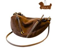 Genérico Suede Bags for Women Crescent Bag Crossbody Shoulder Women's Chocolate Brown Suede Dumpling Crossbody Handbags Trendy Vintage (Coffee)