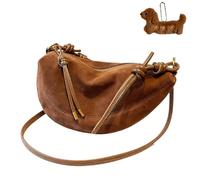 Genérico Suede Bags for Women Crescent Bag Crossbody Shoulder Women's Chocolate Brown Suede Dumpling Crossbody Handbags Trendy Vintage (Brown)