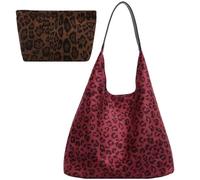 Genérico Suede Leopard Print Shoulder Bag for Women, Slouchy Vintage Large Capacity Handbag, Soft Comfortable Casual Underarm Bag