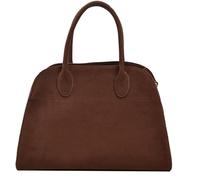 Genérico Suede Tote Bag para Mujeres, Bolso de Mano Vintage Retro Satchel de Cuero Vegano, Bolsa de Mano con Asa Superior Ajustable, Brown, Grande y Pequeño