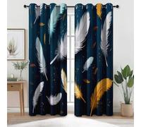 Genérico Sueño Arte Plumas Cortinas Opacas - Oscuro Cortinas Opacas de Microfibra, fáciles de cuidar, con Ojales para Ventanas de Dormitorio, Sala de Estar u Oficina 75An x 166Al cm (2 Paneles)