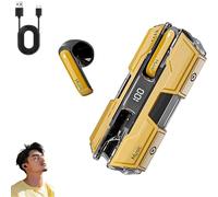 Genérico Suerteyay Semi-in-Ear Wireless Headset, Semi in Ear Bone Conduction Earbuds Bluetooth, Mecha Appearance, HiFi Sound, Long Battery Life, Clear Stereo for Games and Daily Use (Yellow)