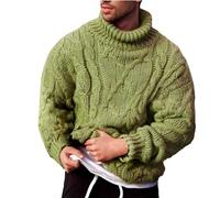 Genérico Suéter Cuello Alto Hombre, Suéter Hombre Invierno, Transpirables Tela Ligera Color Sólido Elástica De Punto Pullover Holgados Elegante Moda Suéteres para Parejas O Salidas Informales