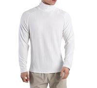 Genérico Suéter de Cuello Alto para Hombres Jersey de Punto Fino Suéter de Hombre Otoño Cálido Camiseta de Manga Larga Fino con Patrón de Rayas Ropa TéRmica Sudadera de Invierno Lisa
