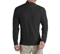 Genérico Suéter de Hombre Otoño Cálido Camiseta de Manga Larga Fino con Patrón de Rayas Ropa TéRmica Sudadera de Invierno Lisa Suéter de Cuello Alto para Hombres Jersey de Punto Fino