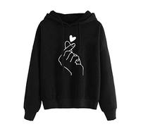 Genérico Suéter De Manga Larga con Estampado De Animados Informal De Otoño E Invierno para Mujer, Chaquetón Invierno, Sudadera Talla Grande, Chaqueta De Algodón (01 Negro, XL)